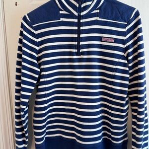 Vineyard Vines Navy and White Zip-Up Shep Shirt